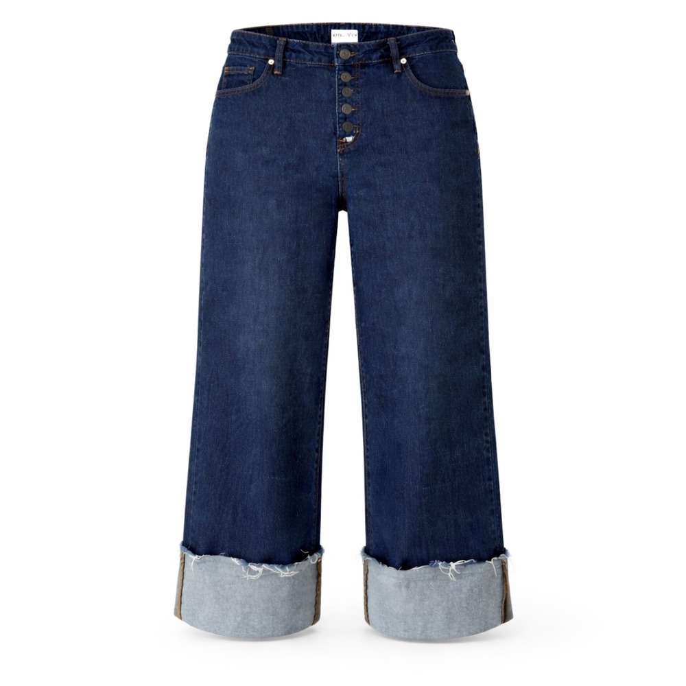 Ava & Viv Womens Plus Size 18 Straight Recto Dark Wash Button Fly Cuffed Jeans